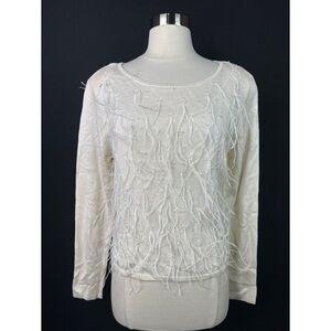 Vintage Carlisle silk cashmere long sleeve scoop neck embroidered sweater